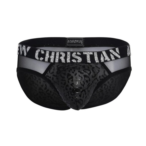 92476 Andrew Christian Slick Leopard Brief - Picture 1 of 3